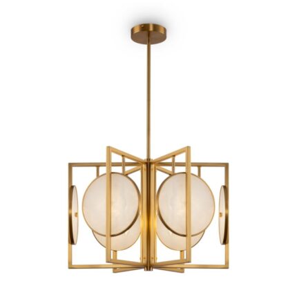 Pendant lighting, pendant lamp Marmo MOD099PL-06G, Maytoni. Materials: glass, metal. Color: golden. 6*E14, max 40W, the set does not include a bulb. Diameter – 52 cm; height: 79 cm.