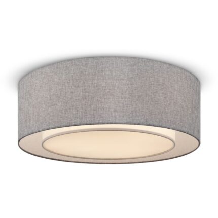 Ceiling light, ceiling lamp Bergamo-MOD613CL-04GR. Maytoni Germany. Bulb type: 3 X E27 (60W); Materials: metal, linen on PVC. Diameter: 52 cm; height: 17.5 cm.