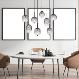 rippvalgusti Attila 15215 8 GLOBO 8 pirni E14 40W Kõrgus 120cm Must Suitsuklaas Light Concept interioor