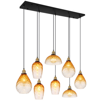 rippvalgusti Attila 15786 8H GLOBO 8 pirni E27 60W Kõrgus 130cm Must Merevaik Light Concept 1