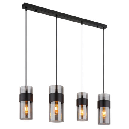 rippvalgusti Scarfina 15718 4 GLOBO 4 pirni E27 60W Kõrgus 150cm Must Suitsuklaas Light Concept